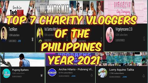 TOP 7 CHARITY VLOGGERS OF THE PHILIPPINES (2021).